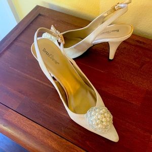 White with decorative faux pearls size 9 Shoes by Torta Caliente